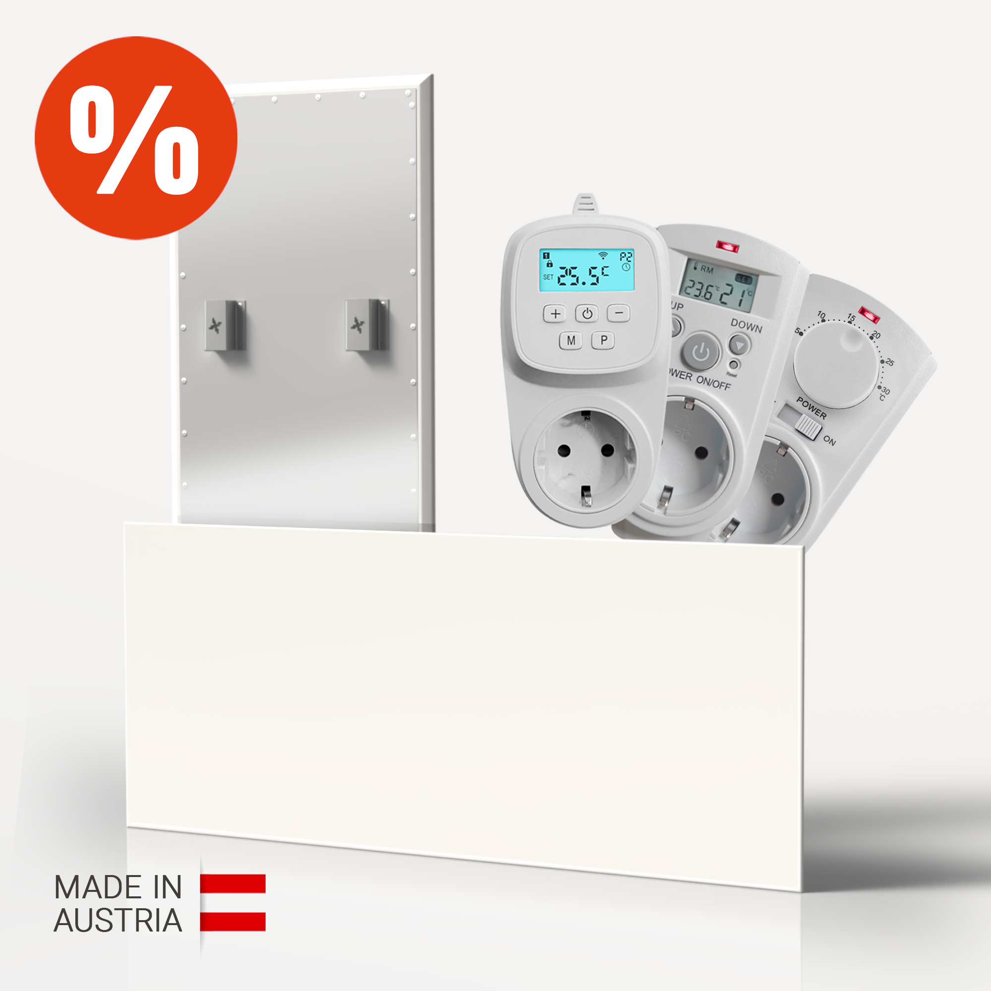 INFRAREDLY SET LARGE 990W mit 3 Varianten an Thermostaten für Infrarotheizung